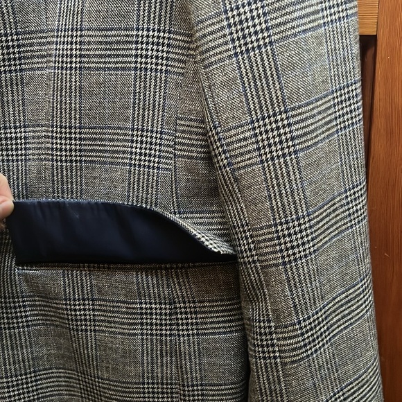 New Zara Mens Blazer Jacket Glen Plaid Double Back Vents Size 38 NWOT - Picture 7 of 15